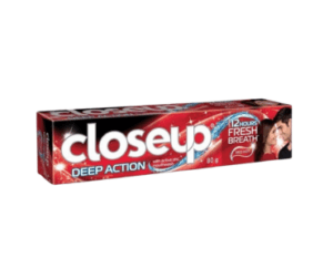 Closeup deep action toothpaste